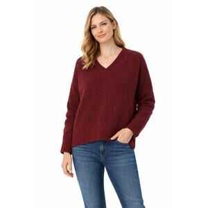 Allude Sweater Womens Small Burgundy Cashmere Knit Pullover Trim Soft Cozy